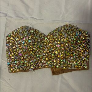 Embellished Gold Strapless Top